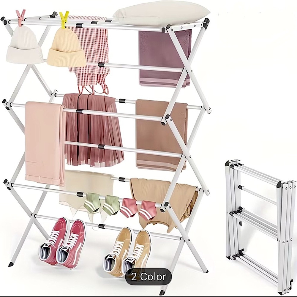 Durable 3-Tier Collapsable Metal Clothes Drying Rack